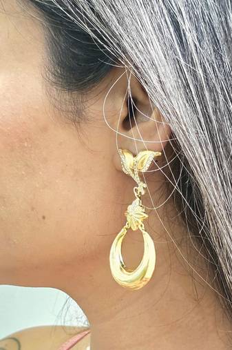 Gold plated flora fauna earrings