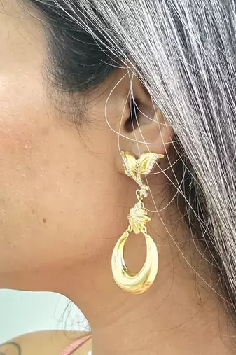 Gold plated flora fauna earrings