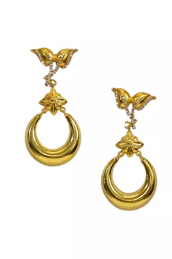 Gold plated flora fauna earrings