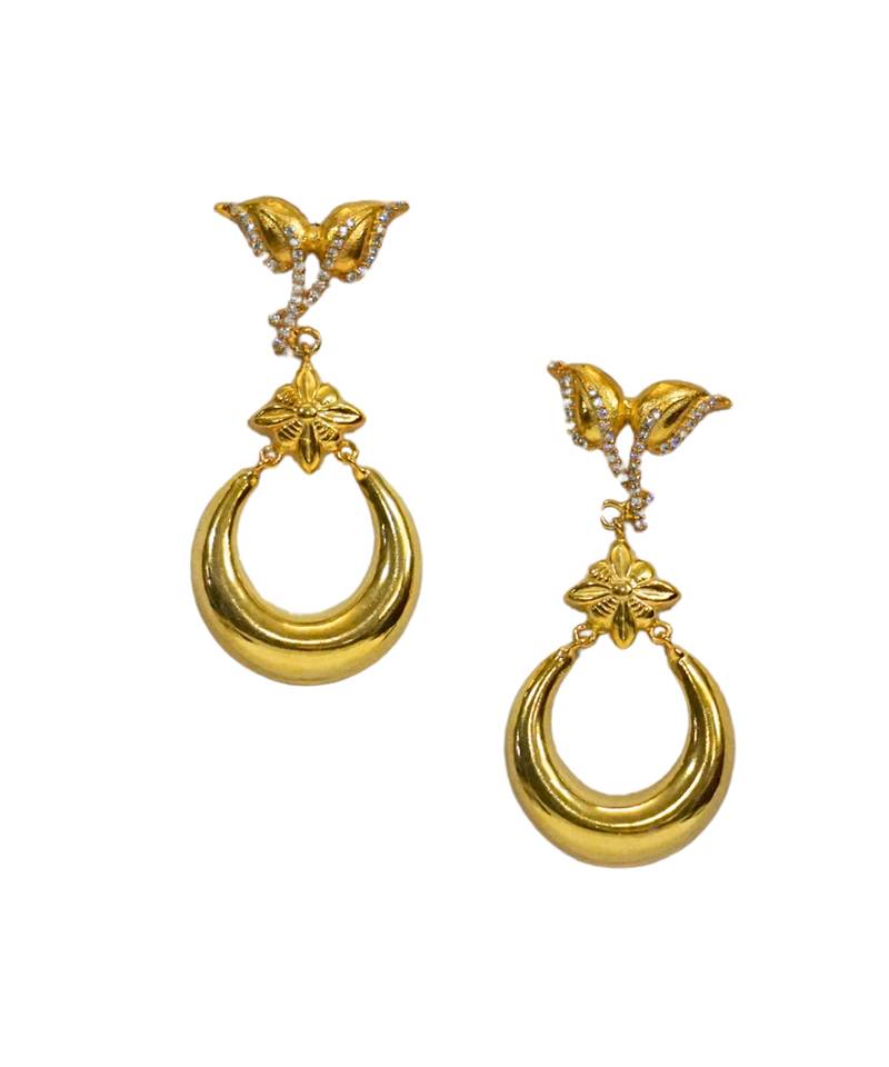 Gold plated flora fauna earrings