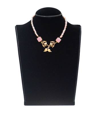 Gold plated pink stone beaded necklace 3