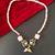 Gold plated pink stone beaded necklace
