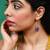 Gold plated purple round danglers earrings