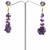 Gold plated purple cluster dangler earrings