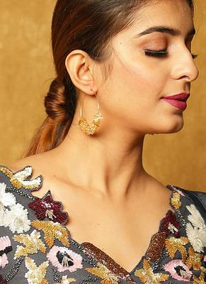 Gold plated round dangler earrings 1