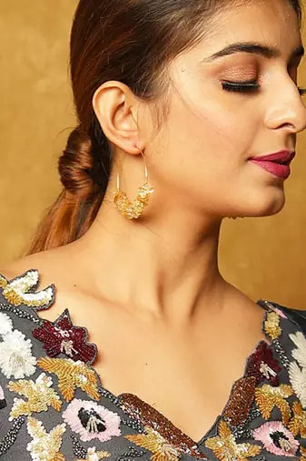 Gold plated round dangler earrings