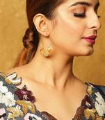 Gold plated round dangler earrings
