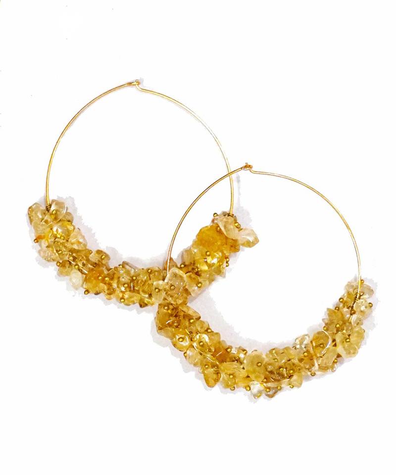 Gold plated round dangler earrings