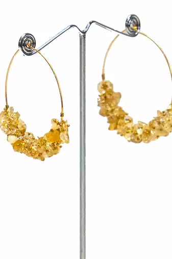 Gold plated round dangler earrings