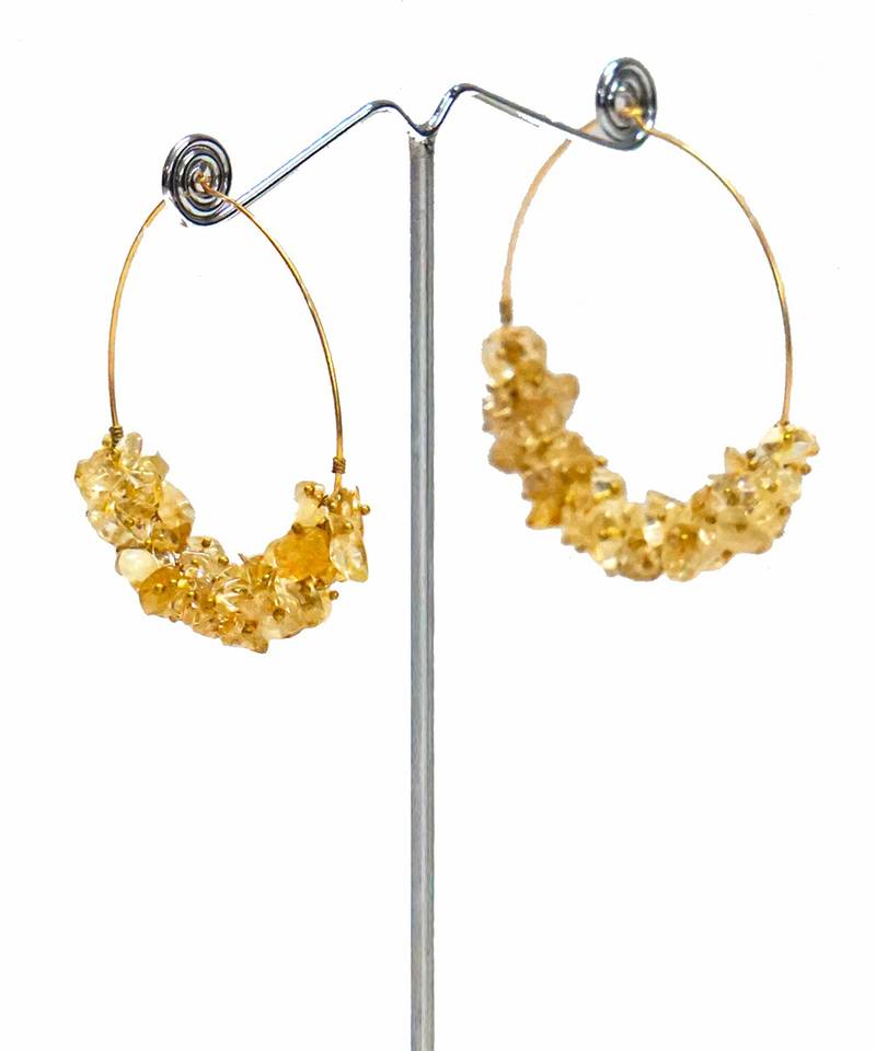 Gold plated round dangler earrings