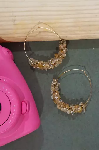 Gold plated round dangler earrings