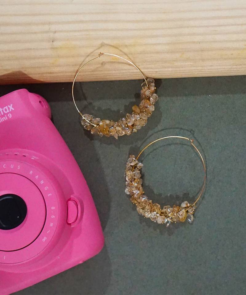 Gold plated round dangler earrings