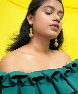 Gold plated beaded dangler earrings 1