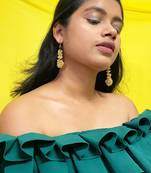 Gold plated beaded dangler earrings