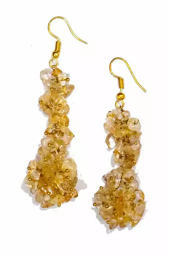 Gold plated beaded dangler earrings