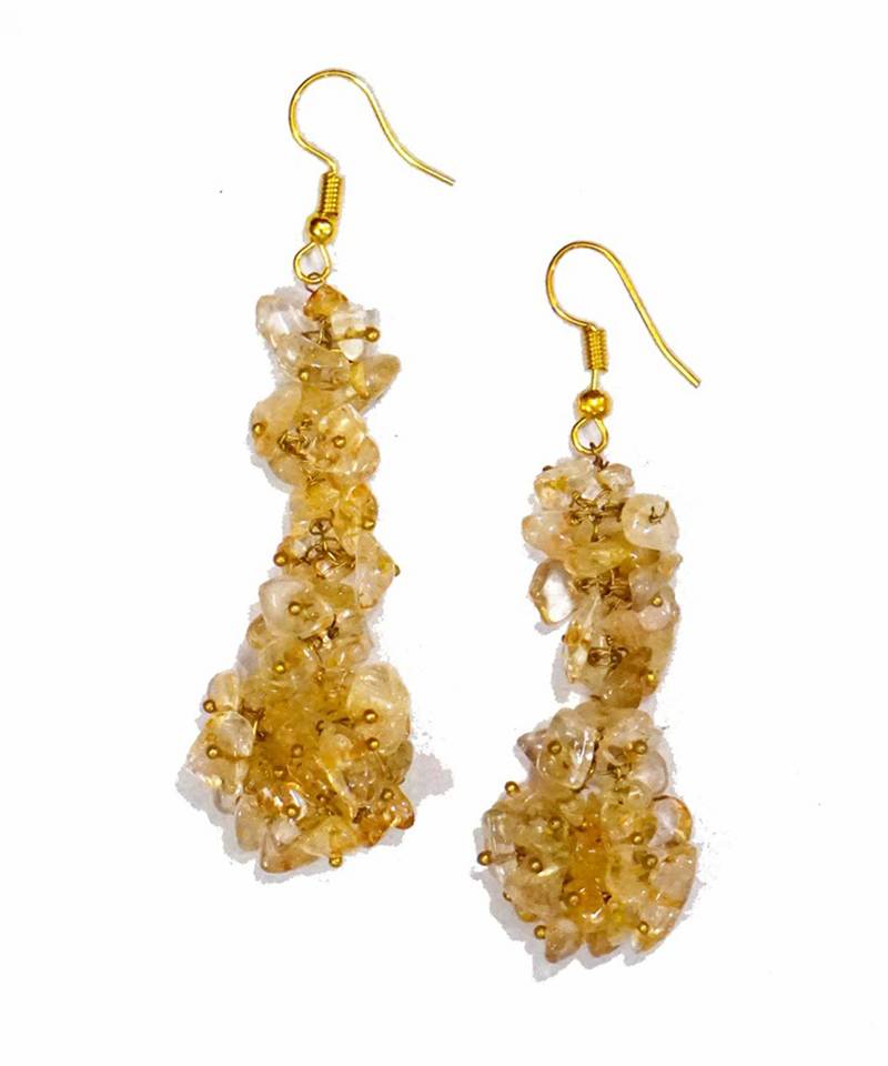 Gold plated beaded dangler earrings