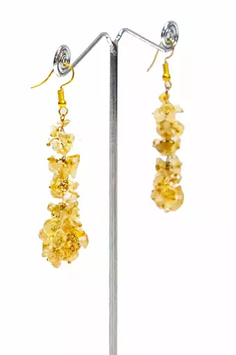 Gold plated beaded dangler earrings