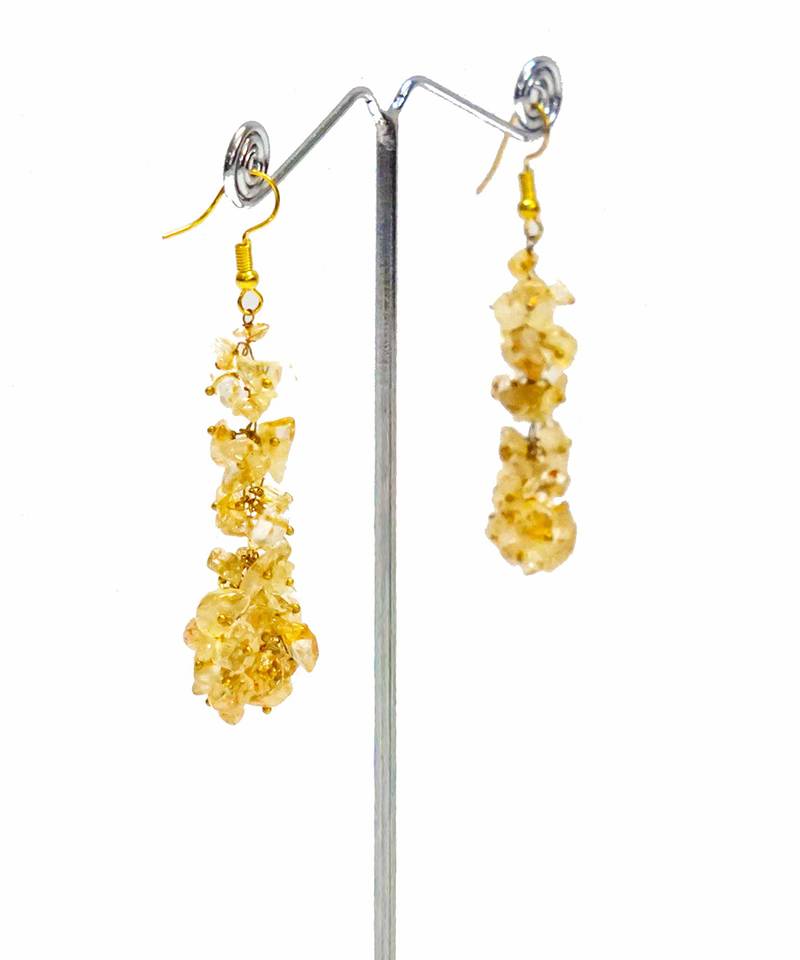 Gold plated beaded dangler earrings