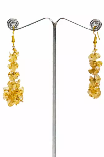 Gold plated beaded dangler earrings
