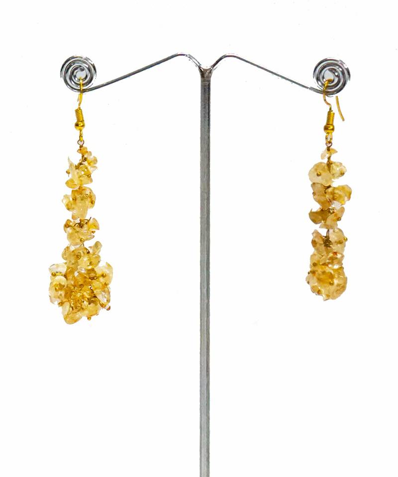 Gold plated beaded dangler earrings