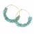 Gold plated beaded blue dangler drop earrings
