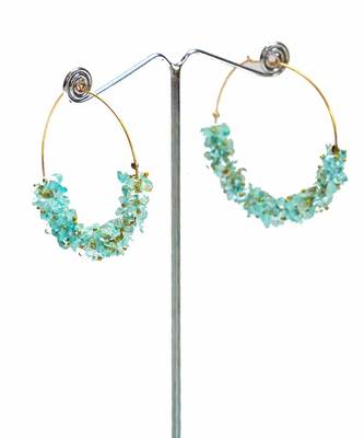 Gold plated beaded blue dangler drop earrings 3