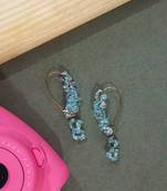 Gold plated blue dangler drop earrings