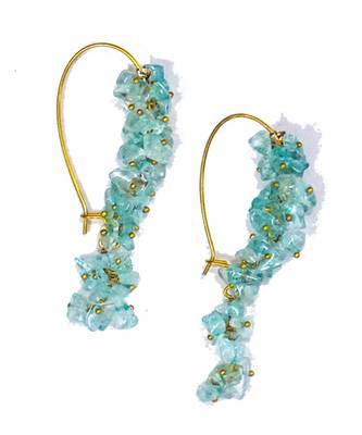 Gold plated blue dangler drop earrings 3