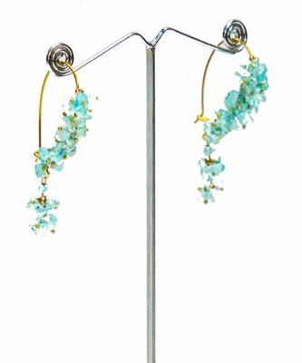 Gold plated blue dangler drop earrings 4