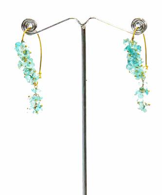 Gold plated blue dangler drop earrings 5