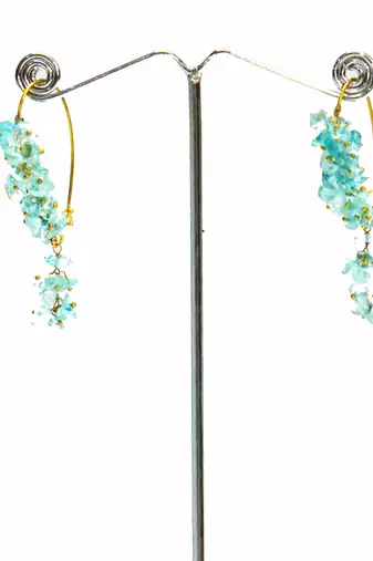 Gold plated blue dangler drop earrings