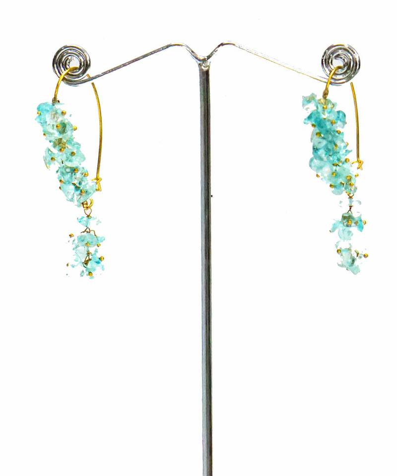 Gold plated blue dangler drop earrings