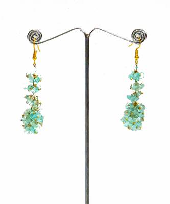 Gold plated blue dangler drop earrings 4