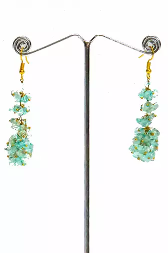 Gold plated blue dangler drop earrings