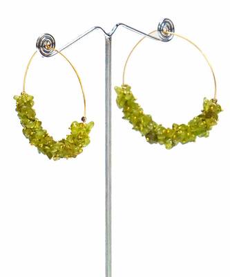Gold plated green round dangler drop earrings 4
