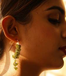 Gold plated green drop earrings