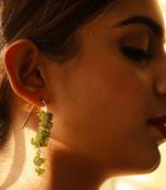 Gold plated green drop earrings