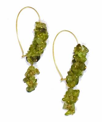 Gold plated green drop earrings 3