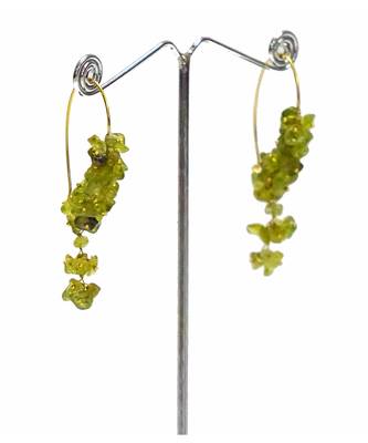 Gold plated green drop earrings 4