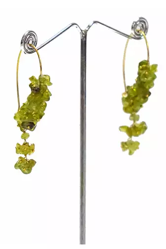 Gold plated green drop earrings