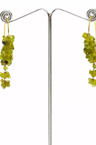 Gold plated green drop earrings