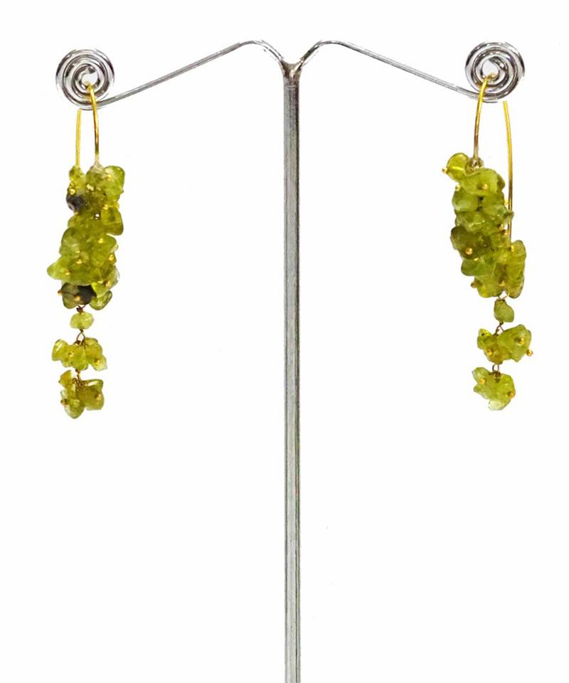 Gold plated green drop earrings
