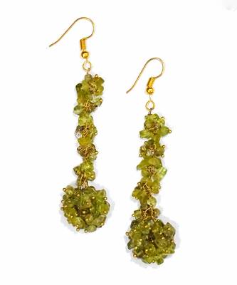 Gold plated green cluster dangler earrings 3