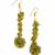 Gold plated green cluster dangler earrings