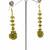 Gold plated green cluster dangler earrings