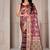 Magenta kalamkari silk blend party and wedding wear saree with blouse