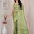 Pista green kalamkari silk blend party and wedding wear saree with blouse