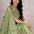 Pista green kalamkari silk blend party and wedding wear saree with blouse