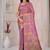 Light pink kalamkari silk blend party and wedding wear saree with blouse
