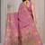 Light pink kalamkari silk blend party and wedding wear saree with blouse